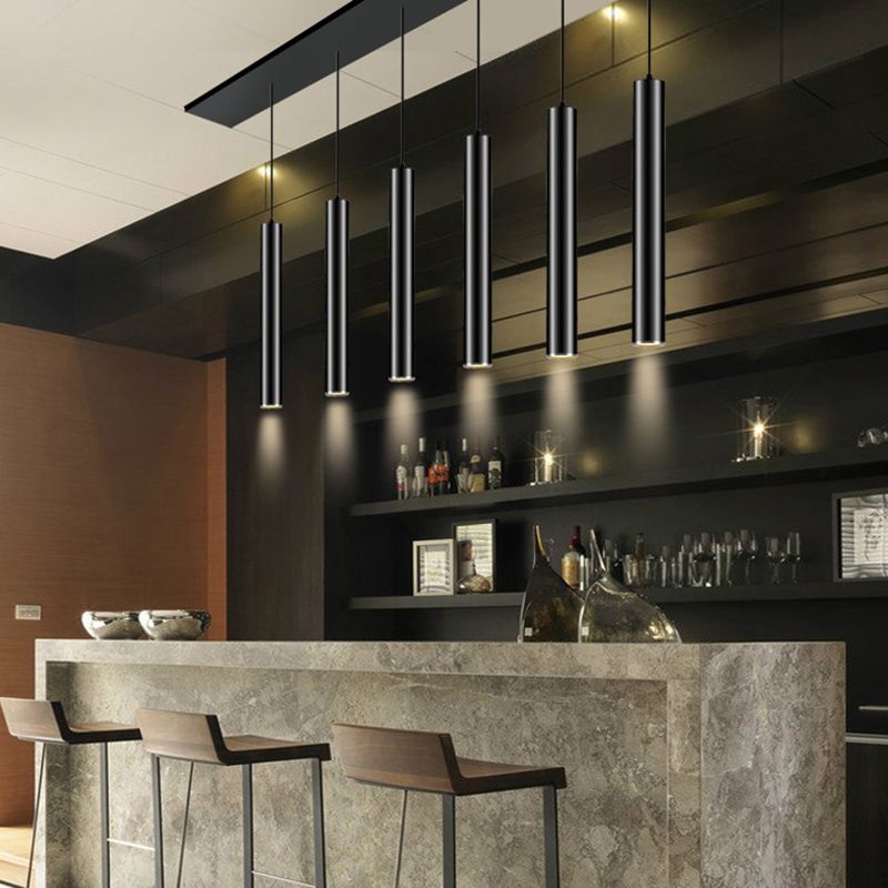 Cilindervorm hanglampen hedendaagse stijl metalen hangende lampen in zwart