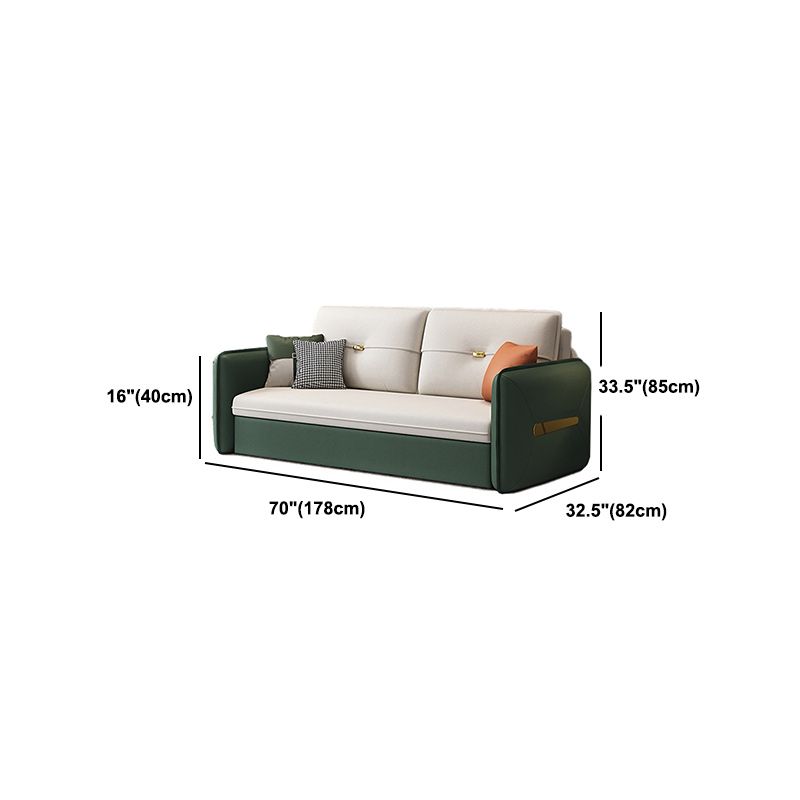 Contemporary Square Arm Faux Leather Stain Resistant Bed Sofa Couch