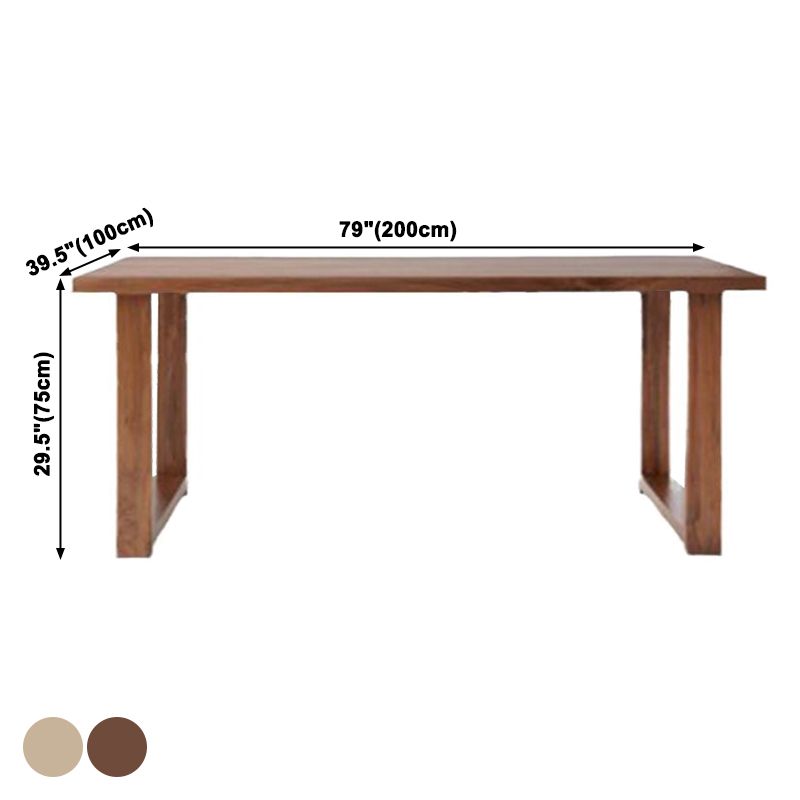 Minimalist Wood Rectangle Shape Dining Table Standard Kitchen Dining Table with Double Pedestal Base
