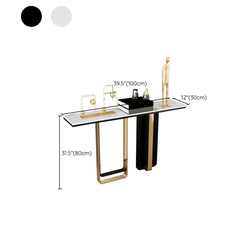 Stone Rectangular Console Table Glam 31.5" Tall Accent Table
