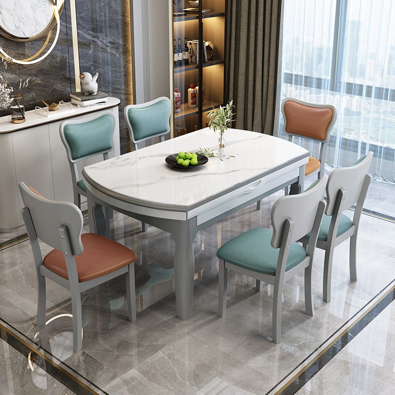 Home Silla auxiliar escandinava Silla de comedor tapizada en madera con respaldo abierto (juego de 2)