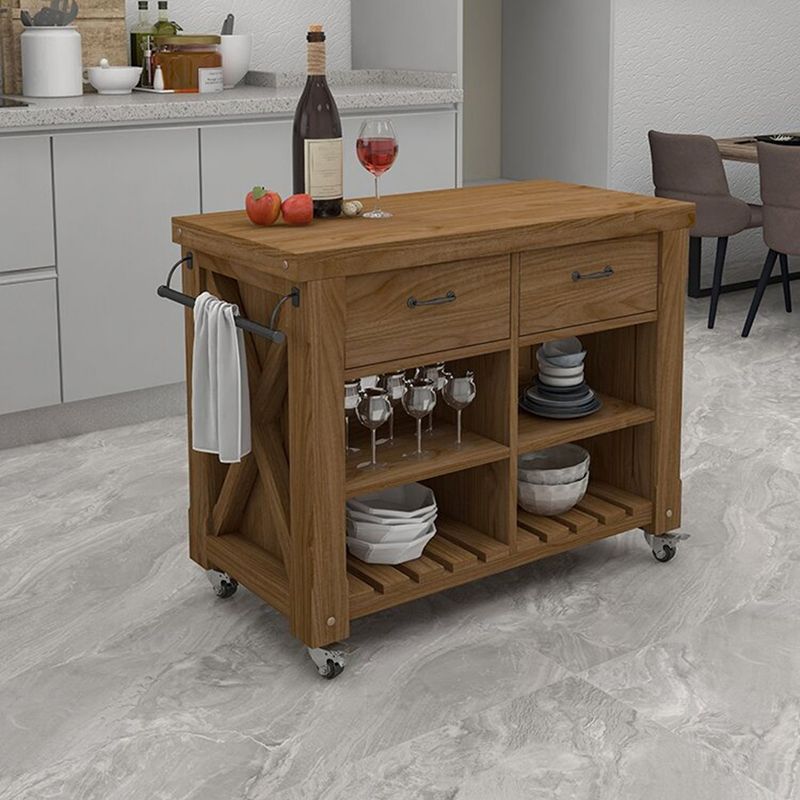 31.49" High Rolling Modern Kitchen Trolley Wooden Kitchen Trolley for Dining Room