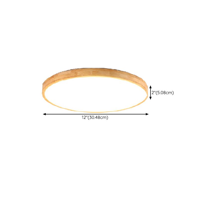 Round Shape Ceiling Lamp Wooden LED Ceiling Mount Light with Acrylic Shade for Bedroom