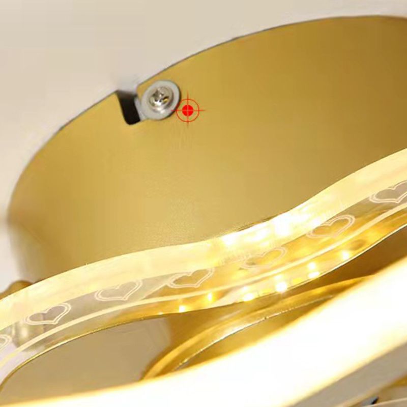 Ventiladores de techo LED de oro acrílico en niños Estilo creativo Luz de techo de hierro forjado para dormitorio