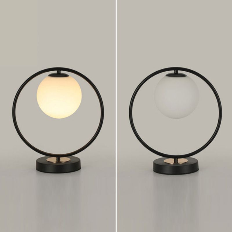 Milk Glass Spherical Night Stand Light Nordic 1 Head Table Light for Bedroom
