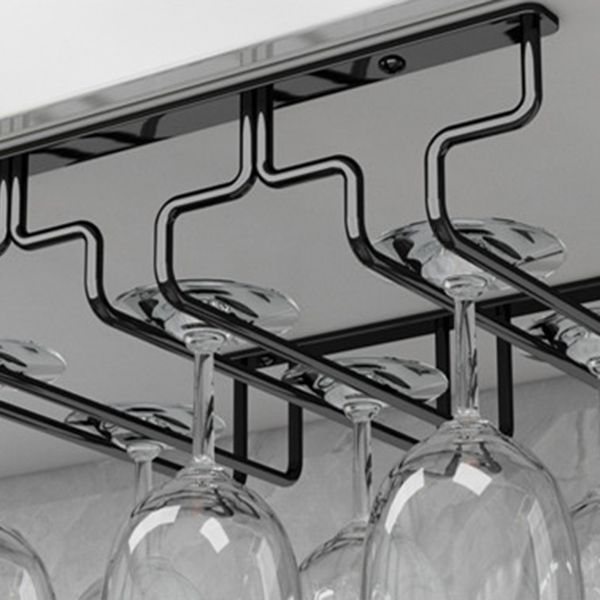 Contemporary Metal Wine Glass Rack Hanging Glass & Stemware Holder in Black