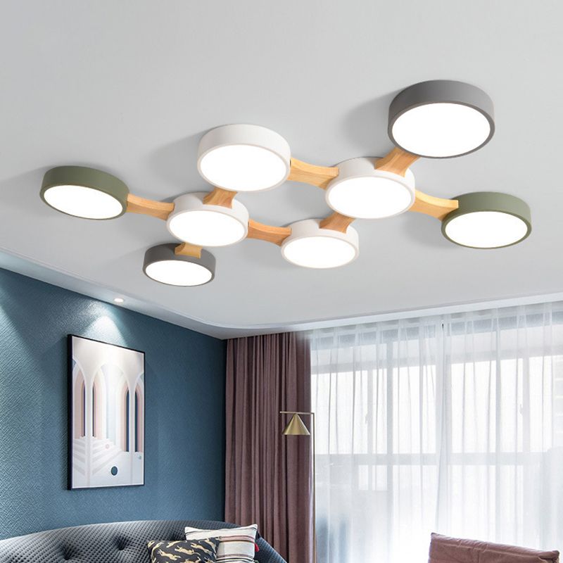 Moderne minimalistische LED-plafondlamp Houten Spoetnik Inbouw met acrylkap
