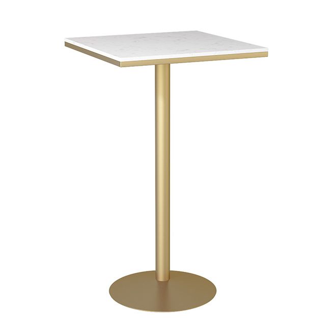 Glam Pedestal Pub Table Artificial Marble Bar Height Cocktail Table