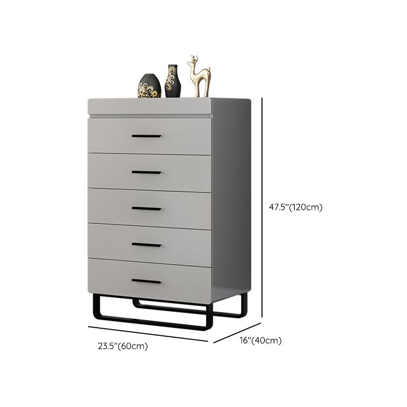 Contemporary Bedroom Storage Chest Engineered Wood Chest in Gray with Drawers