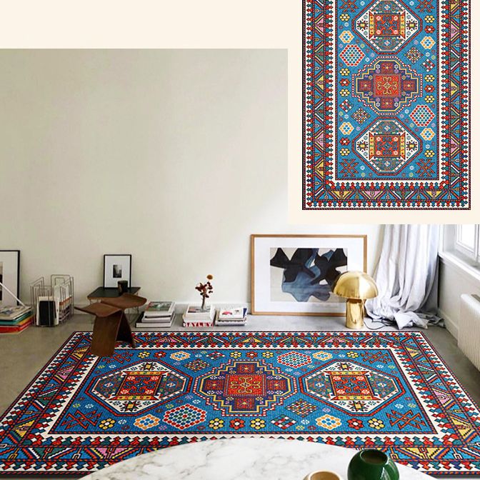 Tapis marocain de la zone marocaine aux couleurs vives Traditionnel Polyester imprimé à imprimé floral Tapis de support sans glissement pour salon