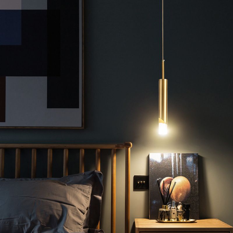 Cilindrische acryl -led hanglamp in modern beknopte stijl smeedijzeren hangend licht voor slaapkamer
