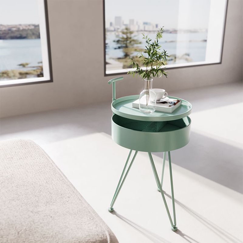 Contemporary Iron Simple Sofa Side Accent Table Macaron 3 Legs End Table with Storage