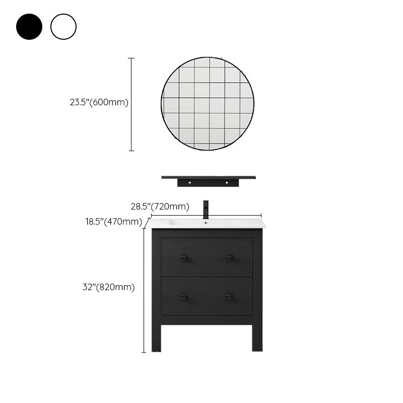 Freestanding Vanity Drawers Single Sink Rectangle Wood Frame Bathroom Vanity with Mirror