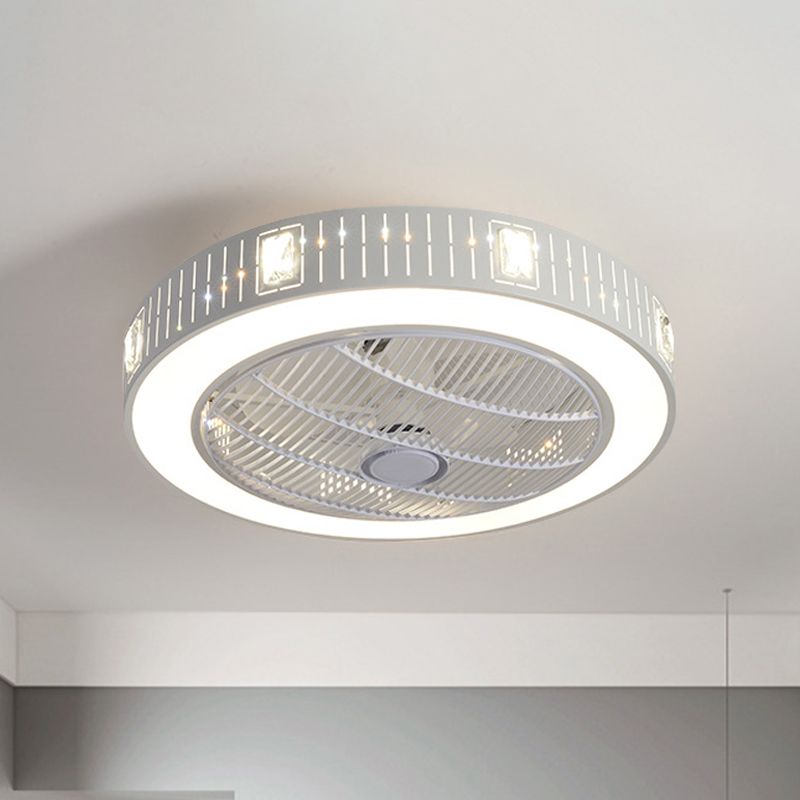 23 "W Round acrylique suspendu au ventilateur modernisme modernisme LED blanc semi-rince
