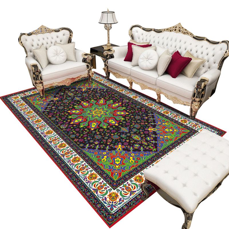 Tapis marocain impérial, imprimé multicolore, avec envers antidérapant, lavable, respectueux des animaux de compagnie, pour le salon