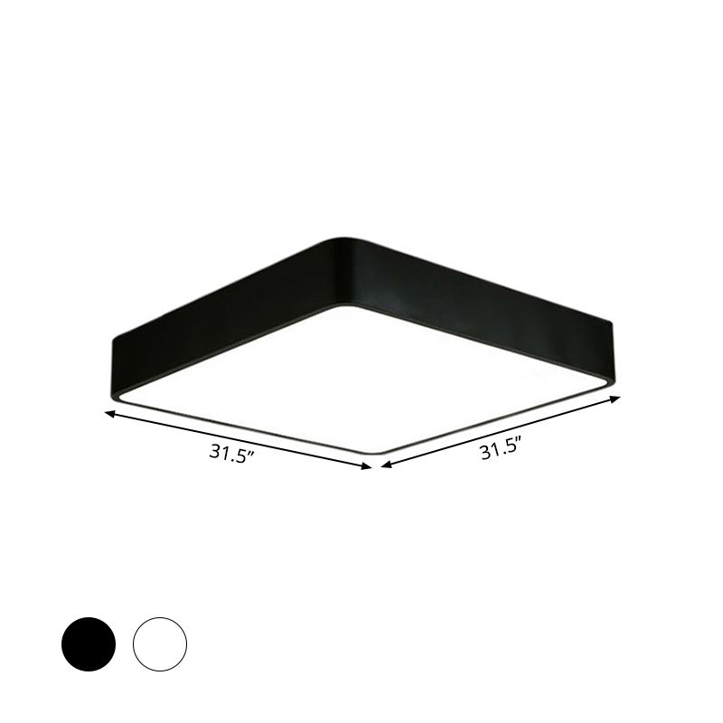 Nordic Square Flush Mount Lamp Acrylic Office LED Ceiling Light in Black/White, 16"/23.5"/39" Wide