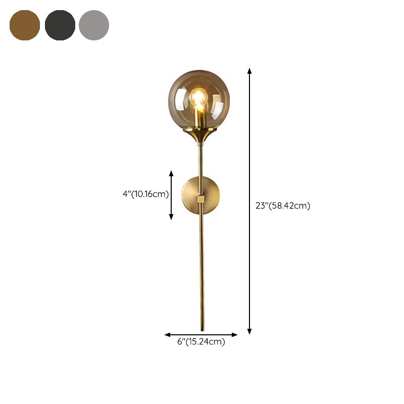 Metal Wall Sconce Modern Ball Shape Vanity Lamp with Glass Shade for Bathroom