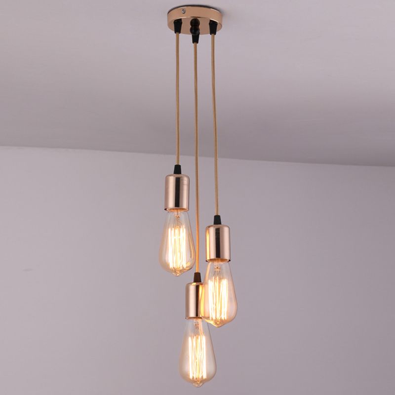 Exposed Bulb Restaurant Down Lighting Pendant Simplicity Metal Hanging Ceiling Light