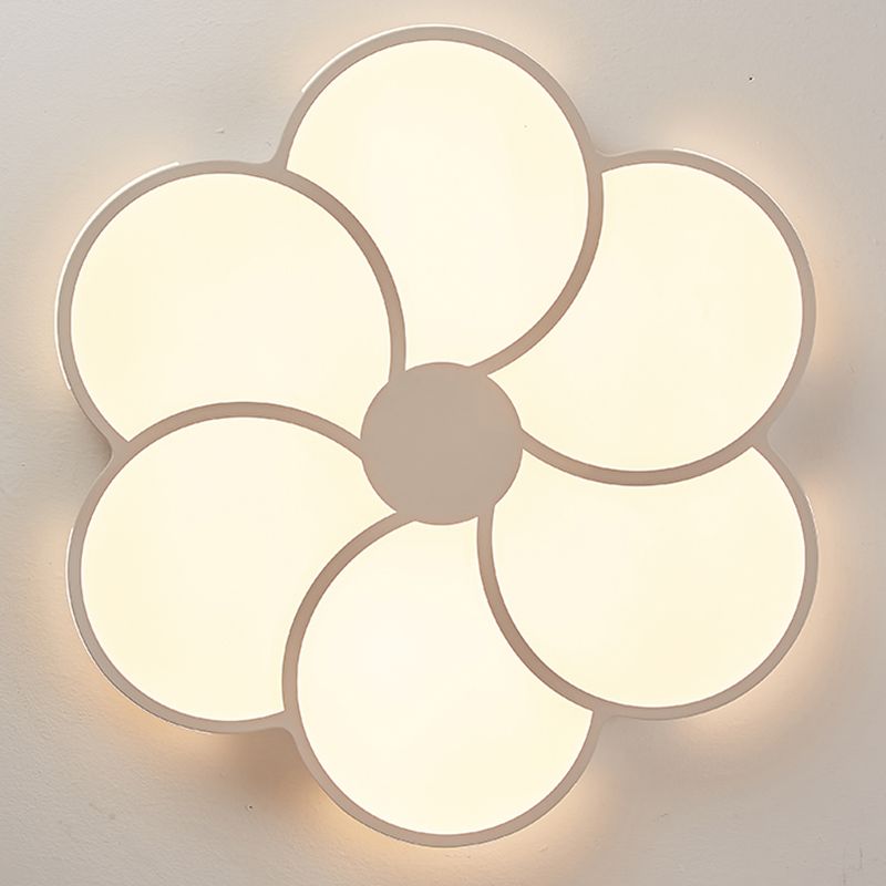 White Flower Ceiling Light Fixture Modernism Flush Mount for Bedroom