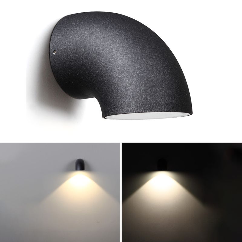 Matte Black Plumbing Pipe Wall Lamp Industrial Metal Courtyard LED Wall Sconce Light