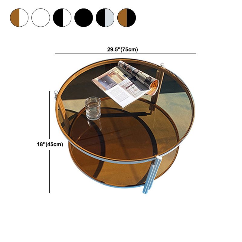 Modern Round Coffee Table 3 Legs Glass Top Coffee Cocktail Table for Living Room