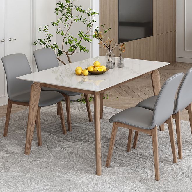 Mesa de comedor de piedra sinterizada industrial Mesa de comedor de cocina rectangular con 4 patas base