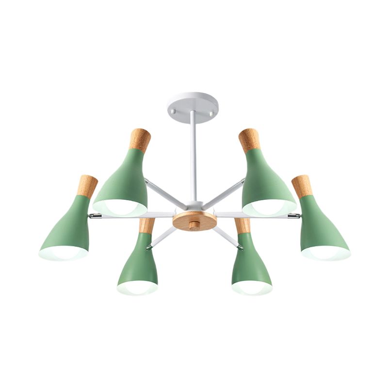 Cone Living Room Hanging Lights Metal 6 Bulbes de style moderne