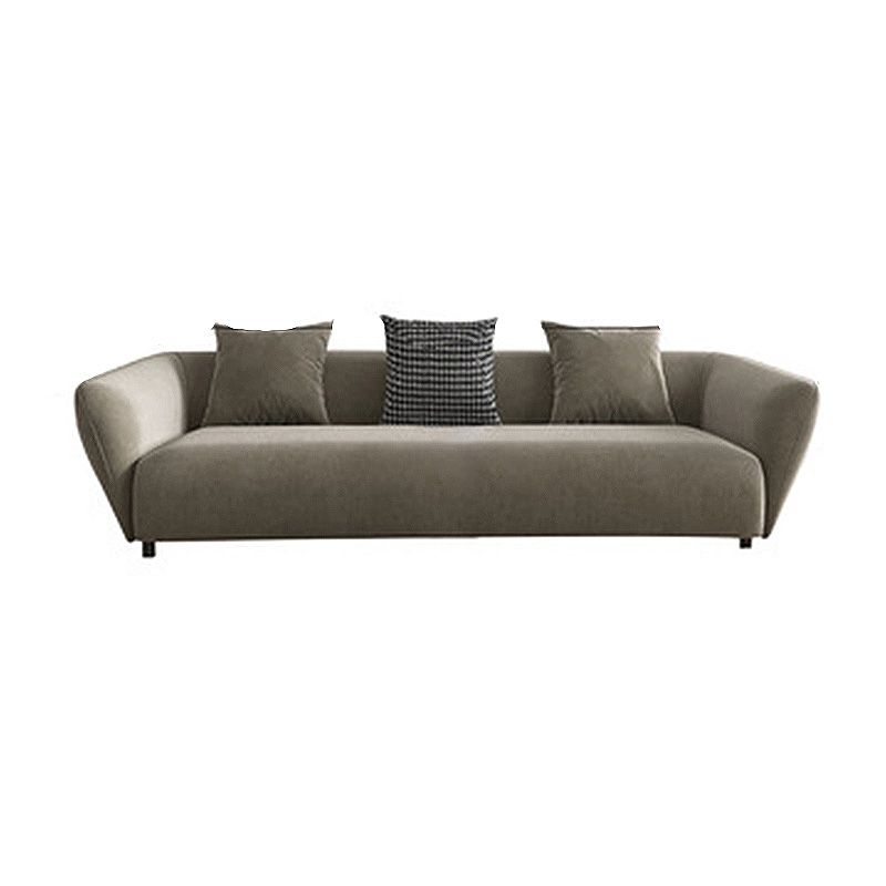 Dark Gray Flared Arm Sectional Contemporary Tight Back Curved Sofa for Living Room