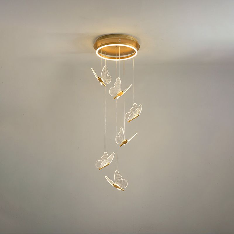 Zeitgenössischer Cluster -Anhänger Butterfly Arcylic Multi Pendant Light In Clear