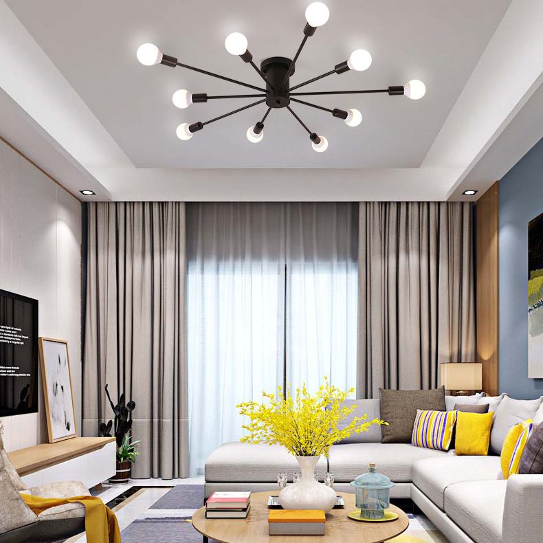 Nordic Ceiling Light Simple Wrought Iron Multi-head Modern Industrial Style Creative Geometric Living Room Bedroom Dining Room Lamps