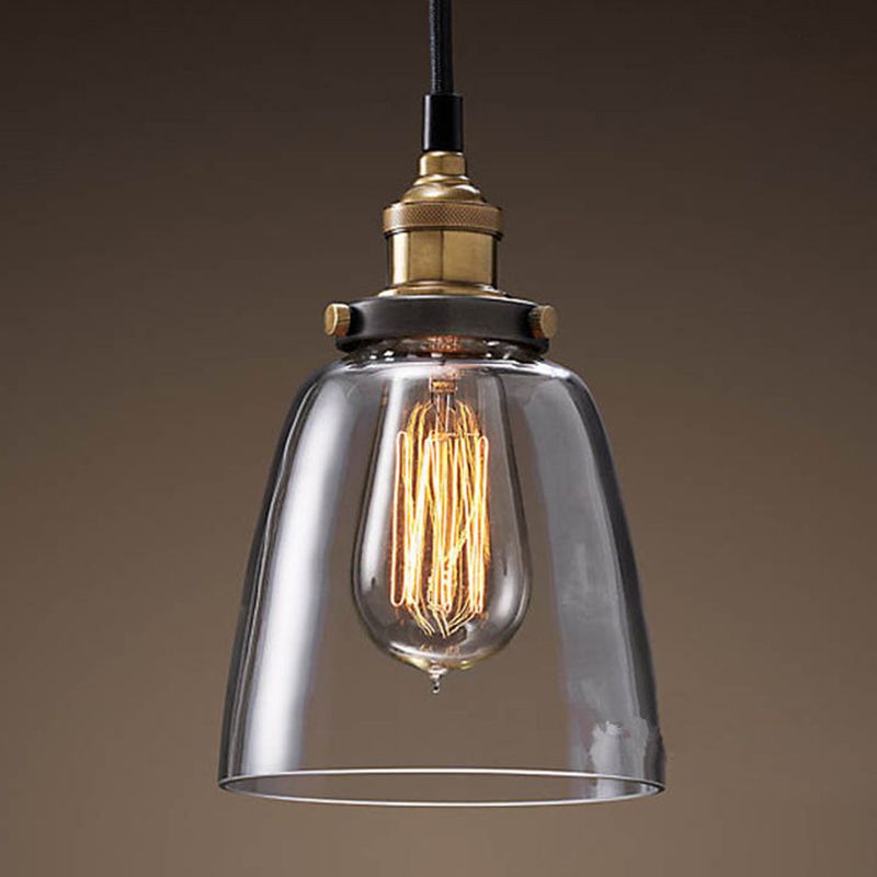1 Light Vintage Glass Pendant Lampe Metal Lampe Breinder Industrial Style Éclairage de style industriel pour l'allée du couloir