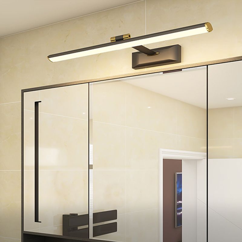 Linear Shape Metal Sconce Light Modern Style 1-Light Mirror Wall Mounted Lighting