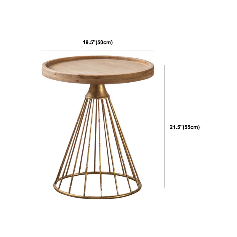French Country Frame End Table Antique Brass Solid Wood Side Table