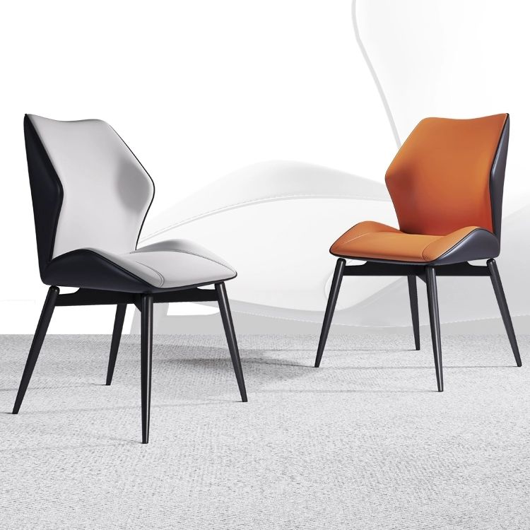 Wingback Armless Dining Chairs Modern Faux Leather Dining Side Chair