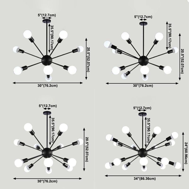 Radial Shape Chandelier Lights Industrial Style Metal Chandelier Pendant Lights