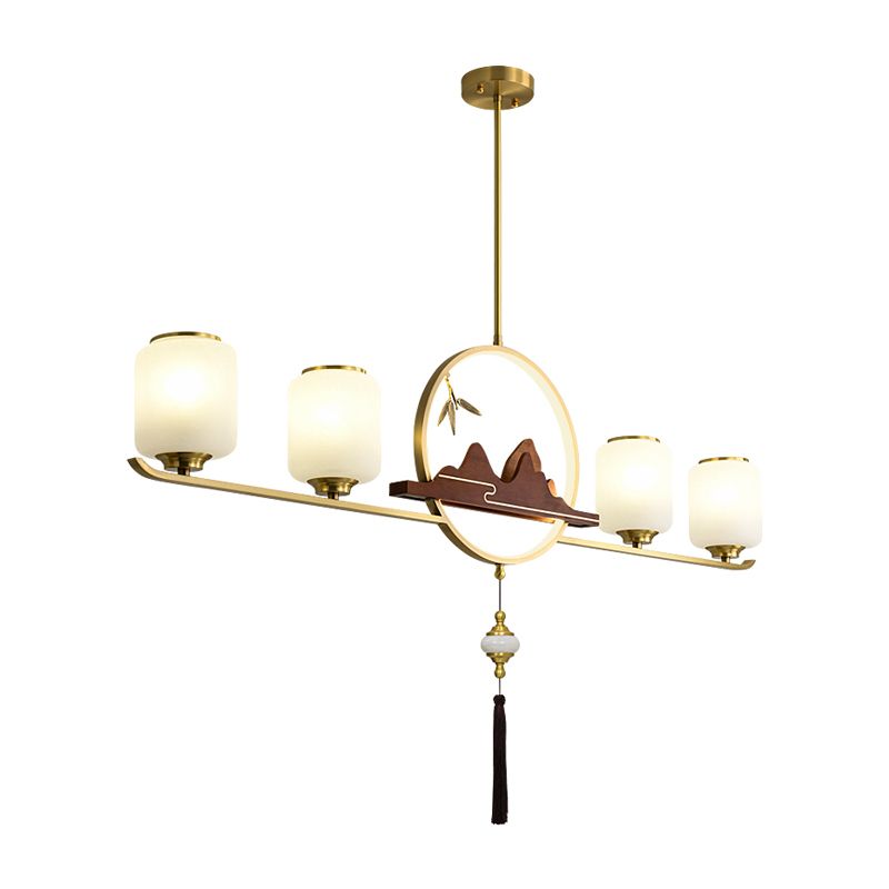 Modern Cylinder Island Lighting Fixtures Glass Pendant Lights