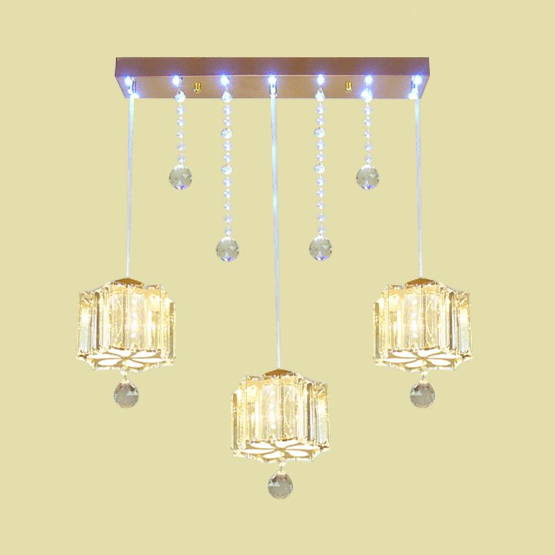Lampada a bordo multiplo a 3 cipanti a fiore d'oro con baldacchino lineare con baldacchino lineare