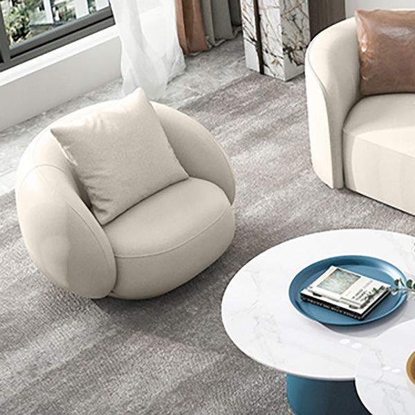 Contemporary Sofa Faux Leather Living Room Curved Cushions Seating