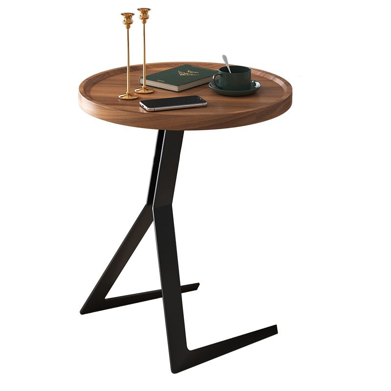 Metal and Wood Side Table Contemporary End Table for Living Room