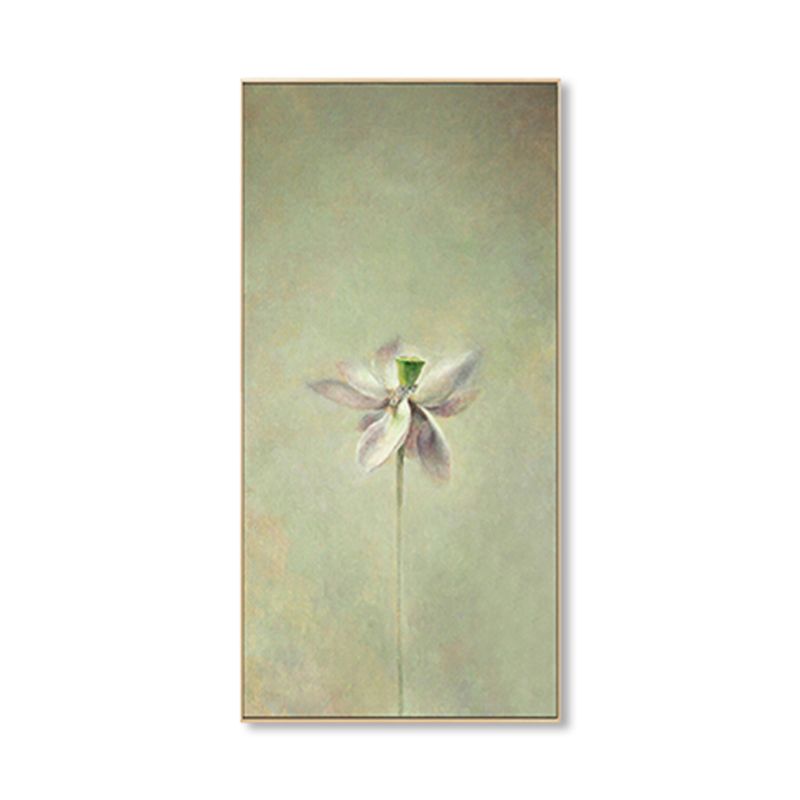 Rural Still Life Lotus Painting Soft Color Textured Canvas Wall Art for Guest Room