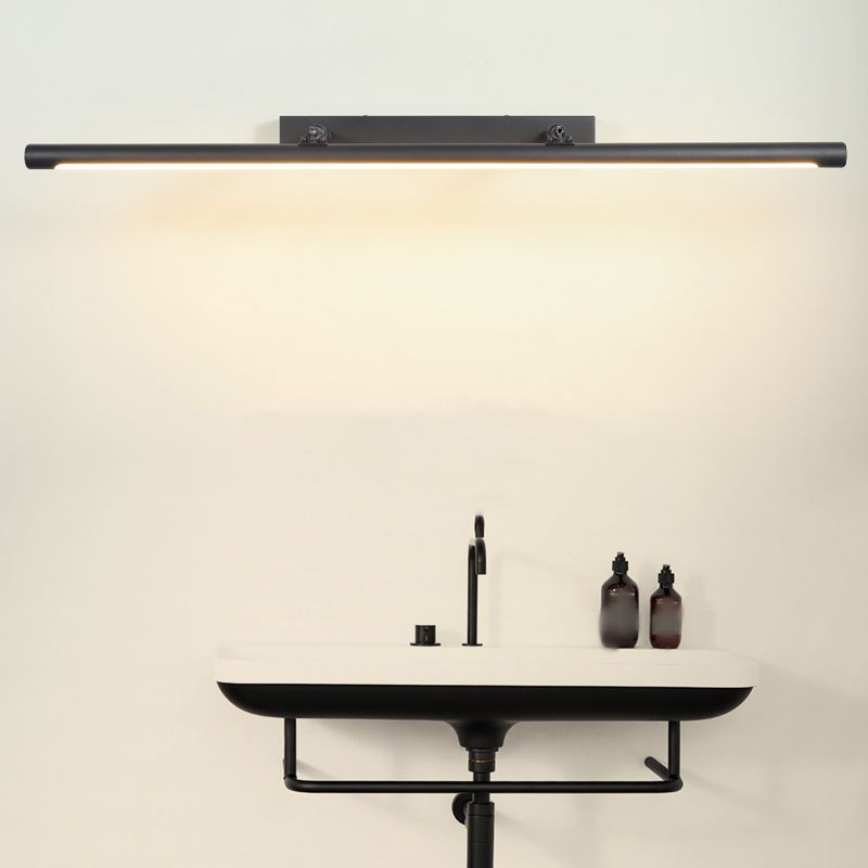 Linear Metal Wall Sconce Modern 1 Light Mirror Swing Arm Wall Mount Lighting in Black