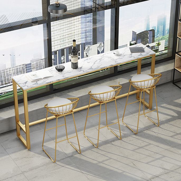 Glam Metal Barstool Fabric Counter Stool with Gold Legs in Matte Finish