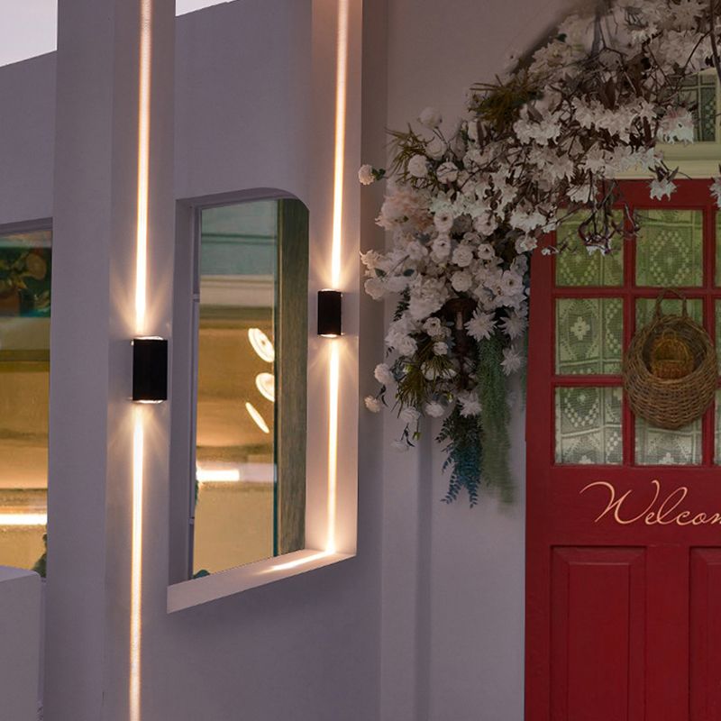 Contemporary Rectangular Wall Sconce Metal 2 Lights Wall Light in Black