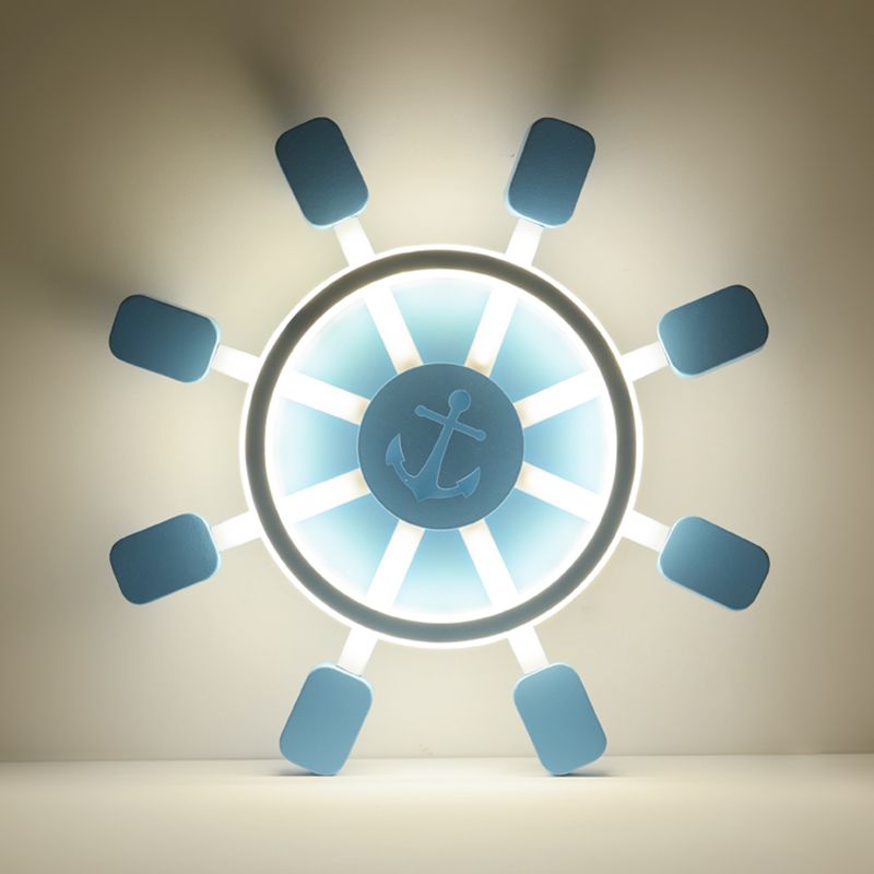 Aluminio Rudder Flush Lave Light Ychilrens Sky Blue LED Flush Light Fixture for Bedroom