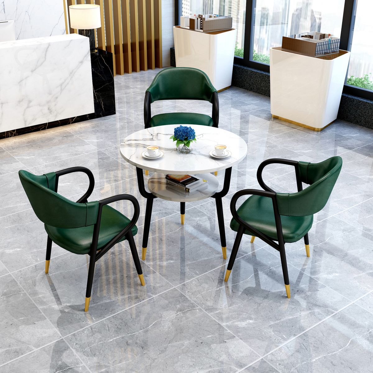 Round Dining Site Table Traditional Luxury Tripod Base Furniture for Indoor