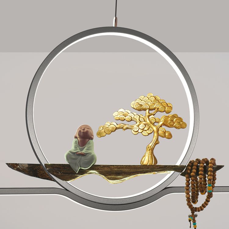 Linear LED Island Chandelier Lights Ceramics Modern Hanging Lamp for Dining Room