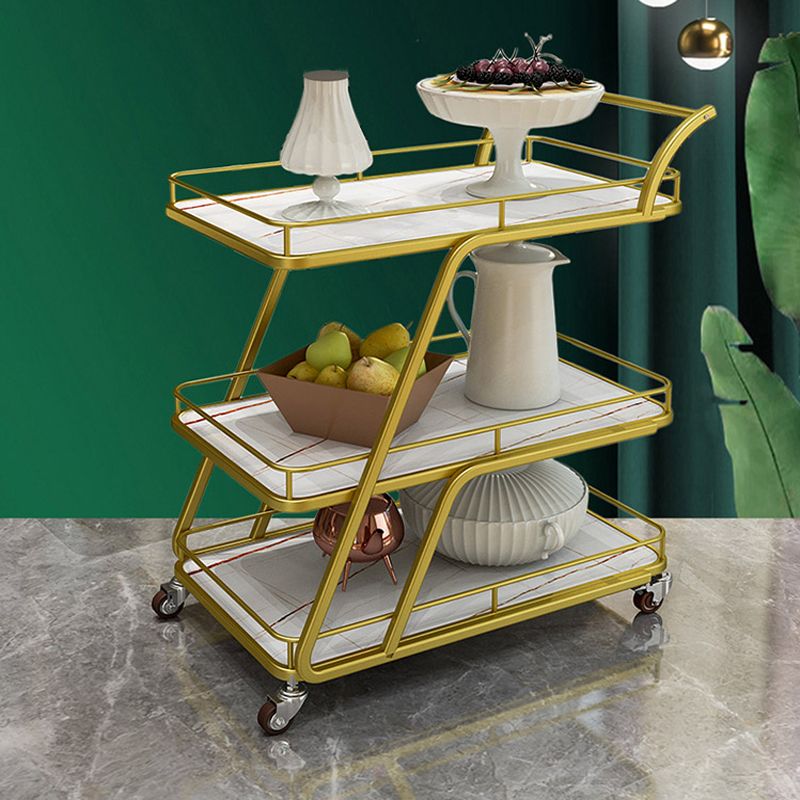 Contemporary Metal Prep Table 35.43"H Rolling Prep Table for Dining Room