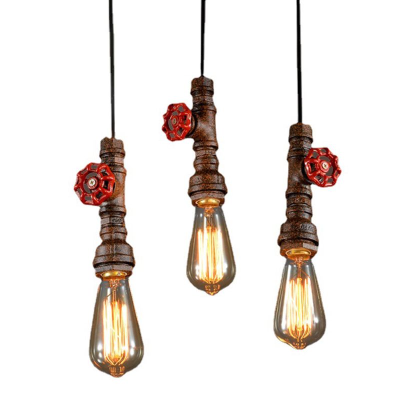 Industrial Exposed Bulb Multi-Pendant Chandelier Metal Chandelier Lights
