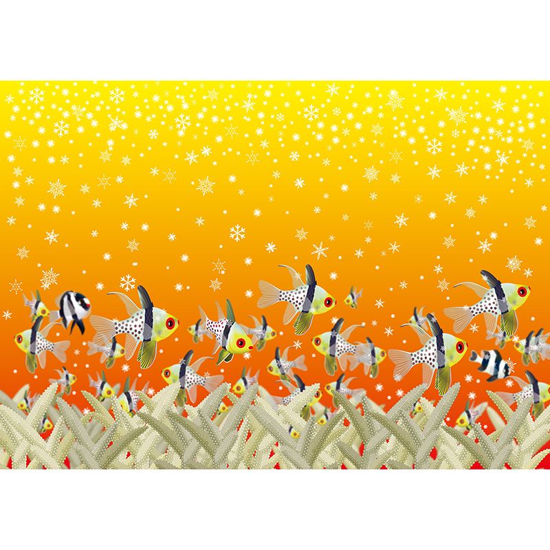 Underwater Life Illustration Mural Wallpaper for Living Room Wall Covering in Soft Color