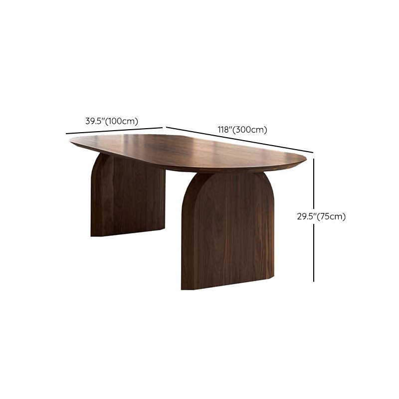 Brown Solid Wood Table Double Pedestal Oval Dinner Room Kitchen Table